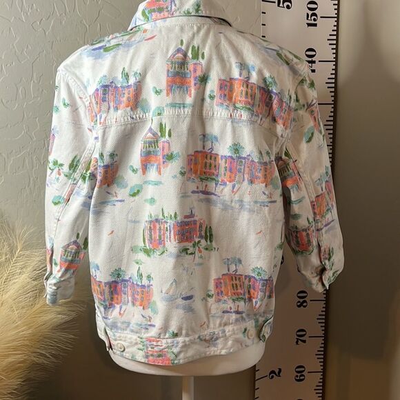 CHRISTOPHER & Banks cotton jacket white w/ beach motif chest pockets SZ S - Picture 8 of 14